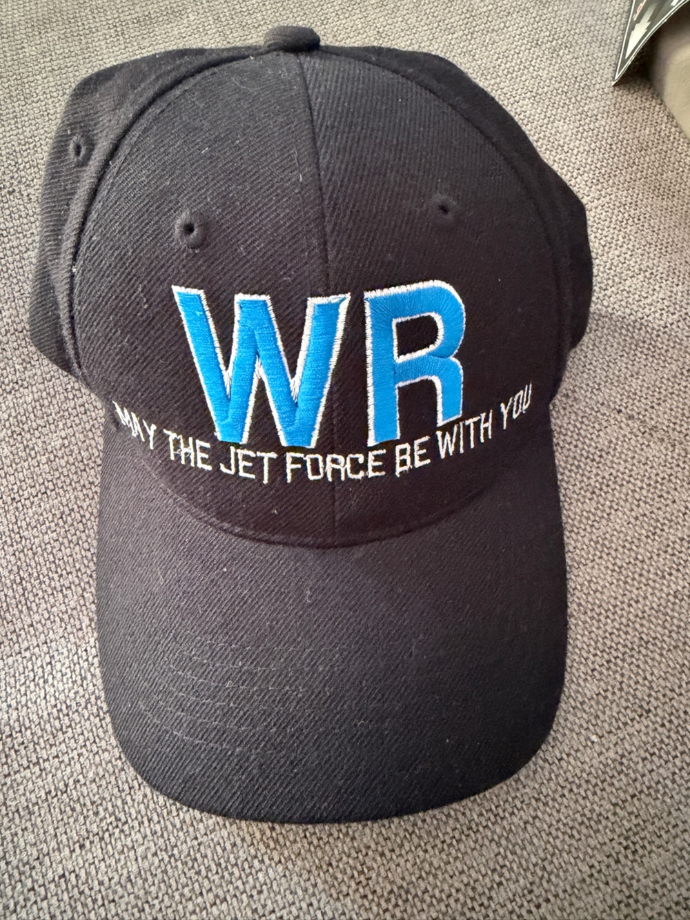 Black Baseball Cap with Blue WR Embroidery